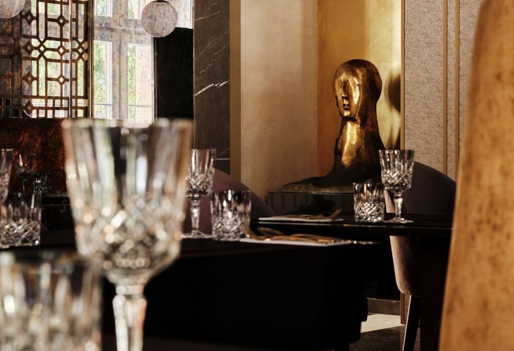 Details of the decor in a beautiful hotel in the center of Krakow - sculptures, details