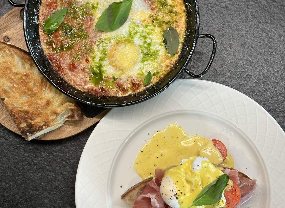 Breakfast dish set from the menu