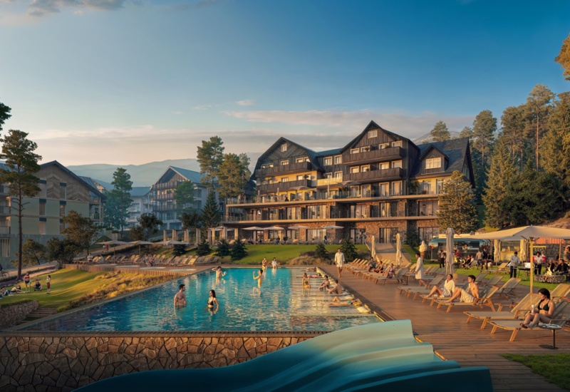 Widok na hotelowy aquapark